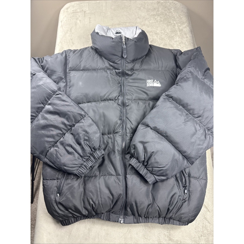 First Down Sub Zero Down‎ Puffer Small Jacket Black/Gray Winter Coat Reversible